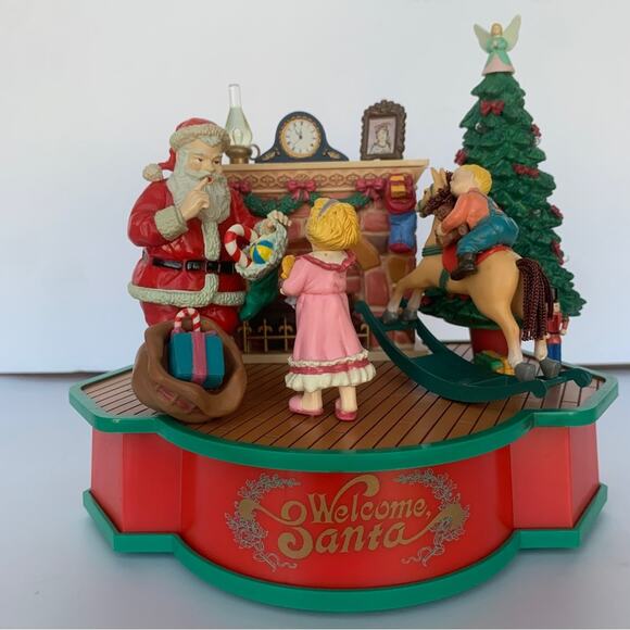1993 Lustre Fame Animated Welcome Santa Music Box - Picture 1 of 16